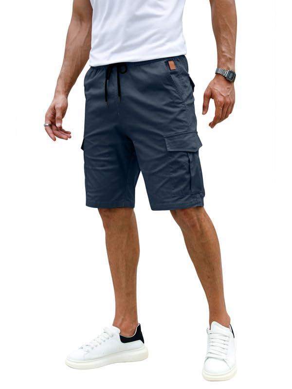 Elegancity Kurze Hosen Herren Marineblau Cargo Shorts Sommer Freizeithose Kurze Elastische Taille Chino Shorts Mit 6 Taschen XL