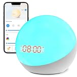 Homidy Night Light with Clock, Sleep Trainer, OK to Wake Alarm Clock, White Noise for Nursery or Soother, Toddler & Kids Bedroom, Built-in Battery, App Control (5nd Gen Upgrade)