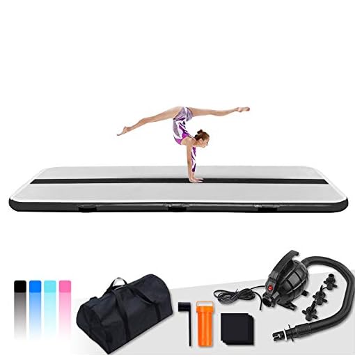 FunWater 10ft/13ft/20ft Inflatable Gymnastics Air Tumble Track Tumbling Mat 4in/6in Thick Air Floor Tumble Track with Electric Air Pump for Cheer Leading/Gymnastics/Beach/Gym/Home