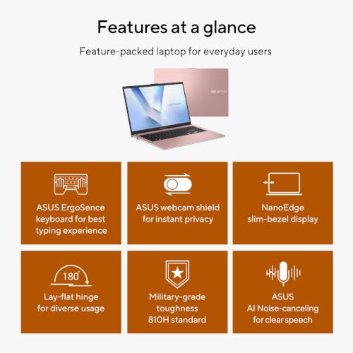 Image of ASUS Vivobook Go 15 Laptop, 15.6 inch FHD 16:9 Display, AMD Athlon Silver 10 Processor, AMD Radeon Graphics, 4GB RAM, 128GB SSD, Windows 11 Home, Rose Pink, E1504FA-PS04-P