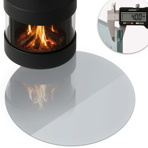 Placa para chimenea de vidrio templado 80 cm redonda gris duradera 6