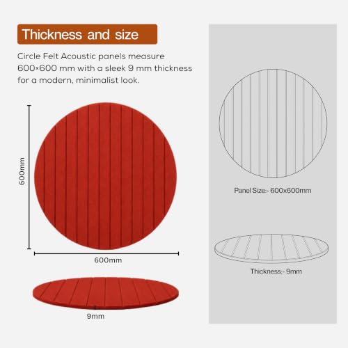 Image of MMT Acoustix Circle Felt Acoustic Wall Panel | Sound Proofing for Room |Premium Acoustic Panel |Pin Board for Wall |Sound Absorbing Panels | Circle Felt Acoustic Wall Panel |Rust| 60 x 60 cm | 4 Pcs