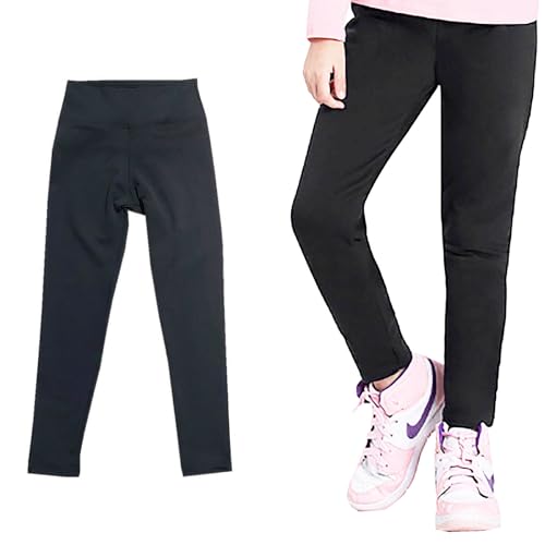 Calça Legging Infantil Térmica Flanelada + Touca Lã Cor Sortida: Menina 4 a 8 anos (6 Anos, Preto)