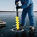 29.5 Inch Ice Fishing Auger, Nylon Ice Drill Auger Kit with Stainless Steel Blades, PE Protective Cover & Universal Adapter, Spiral Ice Auger for Outdoor Ice Fishing and Camping(Yellow, 29.5'' L)