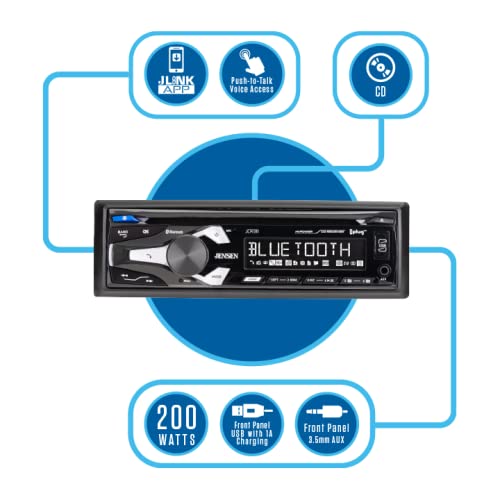 Jensen Jcr311 10 Character Lcd Single Din Car Stereo Radio Cd Player Push To Talk Assistant Bluetooth Hands Free Calling & Music Streaming Am/Fm Radio Usb Playback & Charging #TOP2
