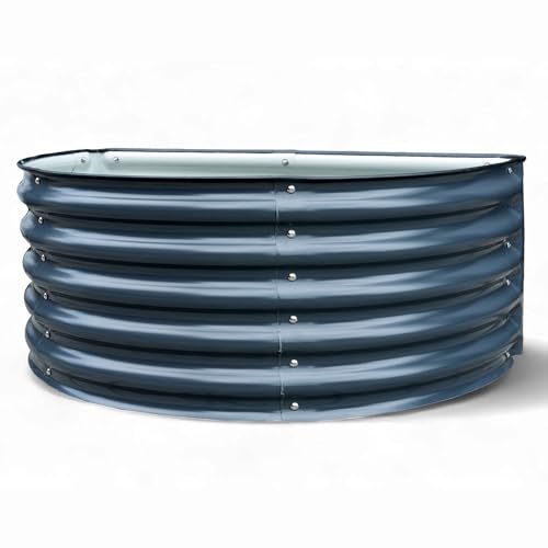 Hochbeet Garten Balkon optionaler Gewächshausaufsatz | stahlverzinktes & pulverbeschichtetes 0,6mm Metall anthrazit - Edelstahlschrauben (240L Hochbeet halbrund)