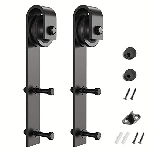 SMARTSTANDARD Sliding Barn Door Hardware Hangers 2pcs (Black) (J Shape Hangers) by SMARTSTANDARD - Used condition - US$20.77