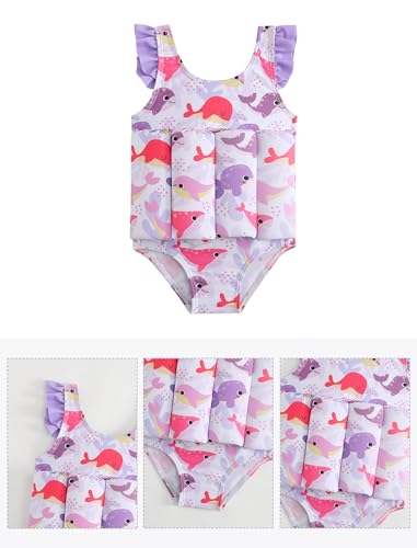 Image of IDOPIP Kids Boys Girls Floatation Swimsuit with Adjustable Buoyancy Baby Float Suit Swim Vest One Piece Swimwear Bathing Suit