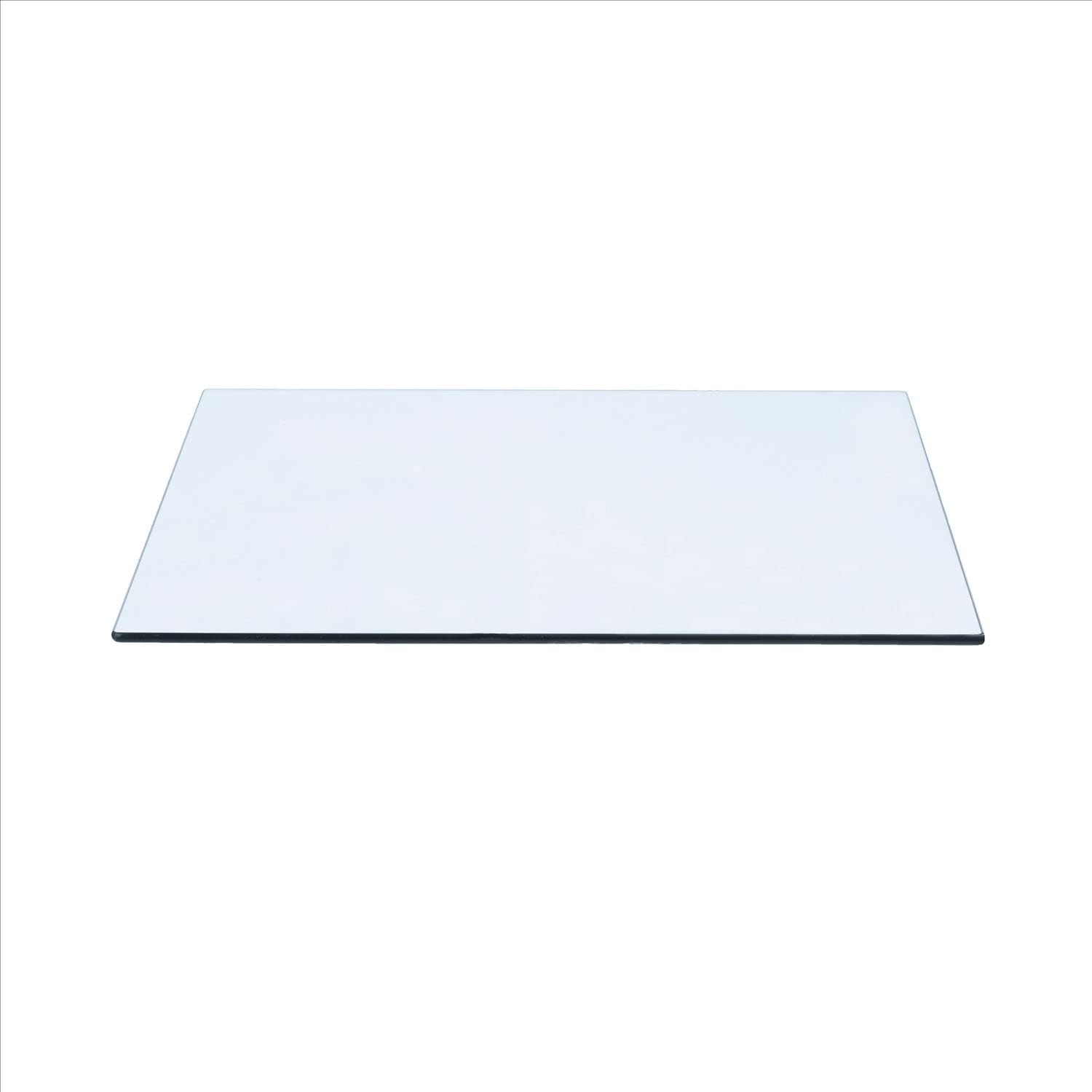 Spancraft 18" x 34" Rectangle Tempered Glass Table Top 3/8" Thick Flat Polish Edge and Touch Corners