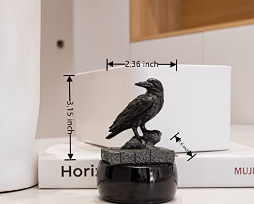 Eascheer Raven On Rock Statue 3" Gothic Crow Scavenger Bird Decor Figurine Altar Sculpture #TOP1