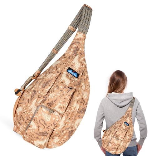 Image of KAVU Rope Sling Bag - Large Crossbody Bags for Women & Men | Hands Free, Cross Body for Travel, Hiking & Everyday Carry, with Padded Back, Adjustable Rope Strap & Cotton Canvas