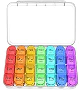 Zoksi Weekly Pill Organizer 4 Times a Day, 7 Day Am Pm Pill Box, Large Travel Pill Case, Daily Me...