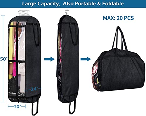 Misslo Hanging Garment Bags For Travel Suit Bags For Closet Storage 50" Moving Bags For Clothes Dress Cover For Coat, Jacket, Shirt, Clothing, Black #TOP2