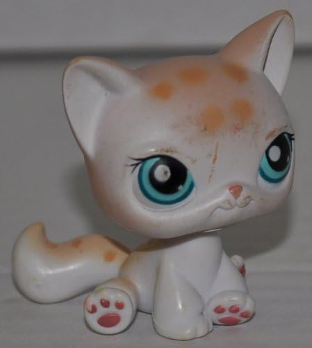 Shorthair Kitten #224 (White, Blue Eyes, Tan Spots) - Littlest Pet Shop (Retired) Collector Toy - LPS Collectible Replacement Single Figure - Loose (OOP Out of Package & Print)