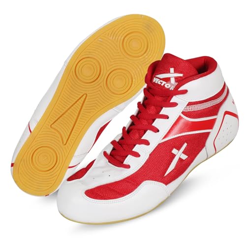 Image of Vector X Razor-2.0 Kabaddi Shoes for Mens, Boys & Girls /Sports and Athletic Footwear with Synthetic Leather with Breathable Mesh Upper /Crepe Rubber Sole (Red-White)