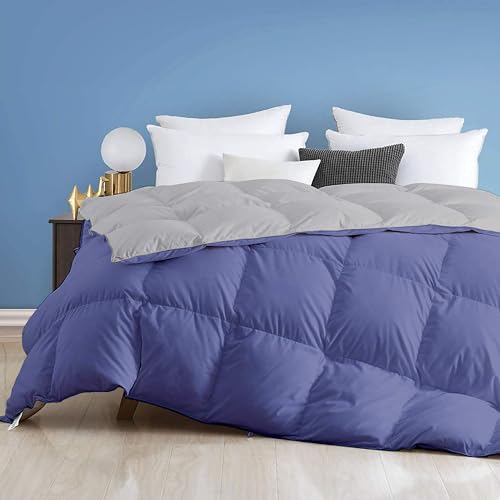 Image of Day Care - 600 GSM Hotel Quality-Down Alternative Reversible Comforter (90 inch x 90 inch Inches /228cm x 228cm) - Comforter Queen Size|Medium Blue /Silver