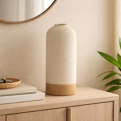 Image of SPHINX Decorative Ceramic Vase, Flower Vase, Pampas Grass Vase, Vase for Money Plant Live Plants, Centrepiece for Home, Office,Gifts - (Bottle Two Tone, 9 Inches)