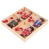 HEANUJJ 12 Colgantes de Cascanueces de Madera para Navidad, Pequeños y Compactos Diseño Colorido y Fácil de Colgar en Árbol