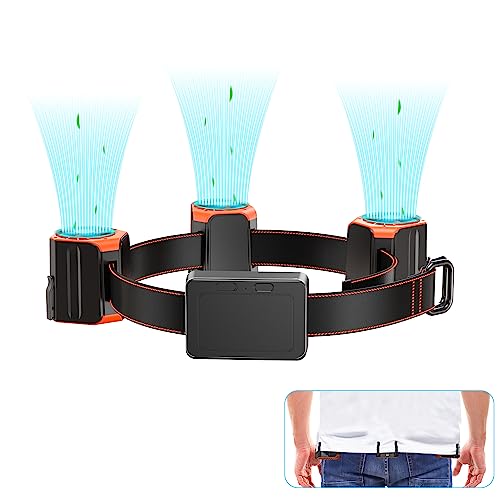 Portable Waist Fan, 12000mAh Battery Operated Fan, 20 Hours Working Time, 2 Speeds, Strong Airflow Hands-free Rechargeable Belt Fan for Outdoor Works, Takeaway, Farm, Hiking, Camping, Travel, Black
