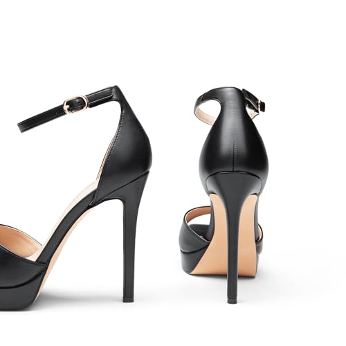 DREAM PAIRS Women's Stiletto High Heels Platform Ankle Strap Square Open Toe Dress Sexy Sandals3