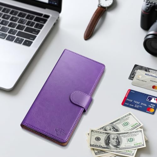 SUANDUCK Wallet Case for Samsung Galaxy S24 Ultra with RFID-Blocking Credit Card Holder, PU Leather Folio Flip Cover Women Men Protective Phone Case Compatible with Samsung S24 Ultra, Purple by SUANDUCK - Image 5