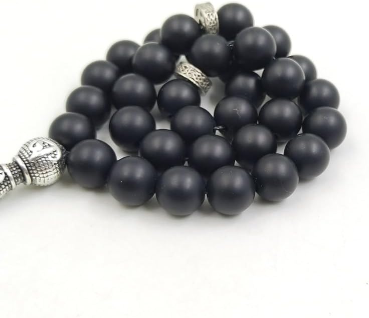 ALBASHAN Tasbih Black agate Onxy prayer beads bracelets Gift Eid misbaha arabic pendant turkish fashion accessories muslim Jewelry 10mm