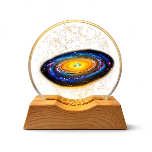 Image of 3D Acrylic LED Night Light - Warm White & Saturn Space Design with Durable Plastic Base, Decorative Table Lamp for Bedroom, Living Room, Kids Room, Study & Home Decor Gifting