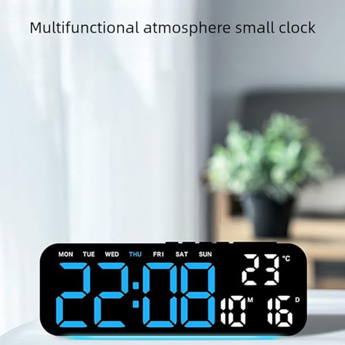 Reloj digital compacto con luz nocturna LED multicolor y alarma 8