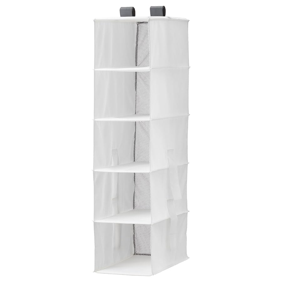 RASSLA Organiseur de rangement suspendu à 5 compartiments Blanc 25 x 40 x 98 cm
