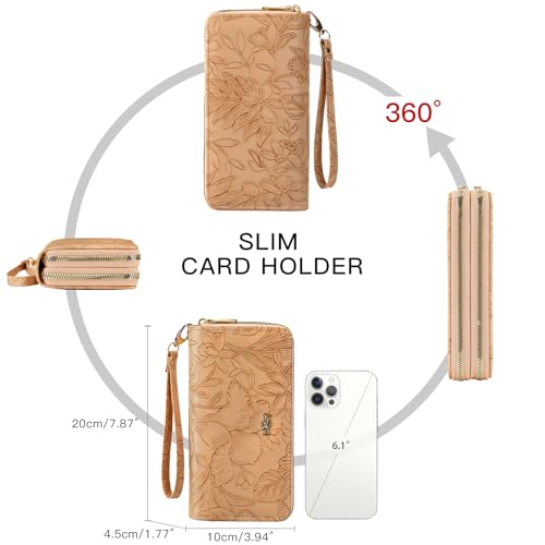 Image of RNIEGA Wallets for Women RFID Blocking Leather Women's Wallet Large Capacity Double Zip Wristlet Clutch | Credit Card Holder Ladies Phone Purse