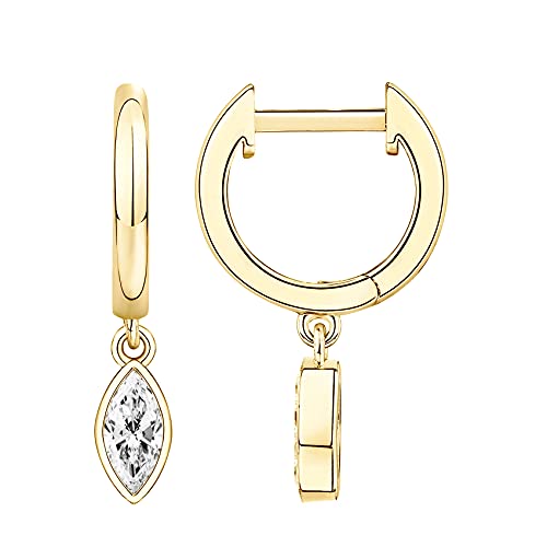 Pavoi 20C-E40-MARQ-Y 14K Yellow Gold Plated S925 Sterling Silver Post Drop/Dangle Huggie Earrings For Women | Dainty Marquise Earrings cover