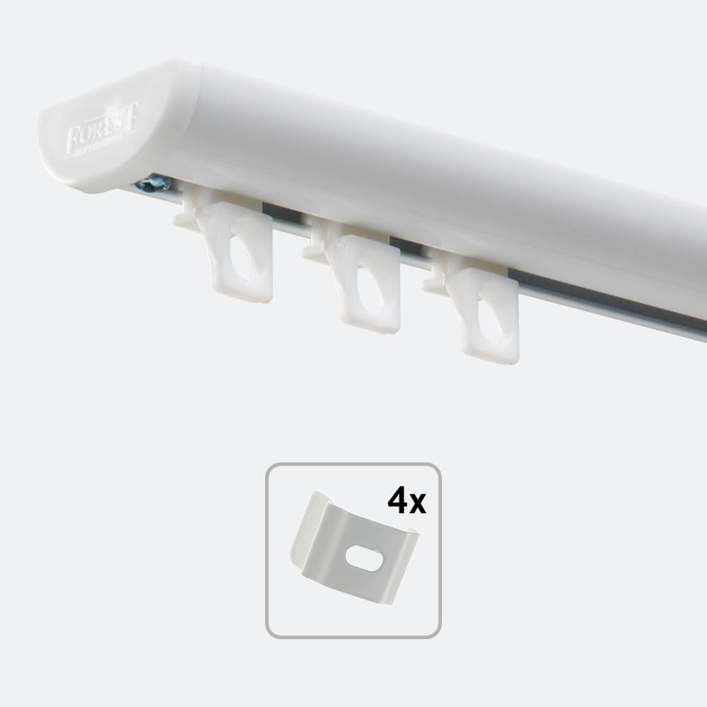 Kit Rail à Rideaux Wave Blanc 3 m – Système Ondulation Vague, 4 Supports Clic Fournis – Rail Aluminium Complet, Fixation Plafond, Prêt à Poser