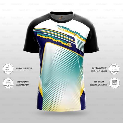 Image of YOURJERSEY Custom Sports Jersey for Men & Kids | Add Player Name | Personalised Cricket /Football /Badminton T-Shirt | Custom Team Jersey