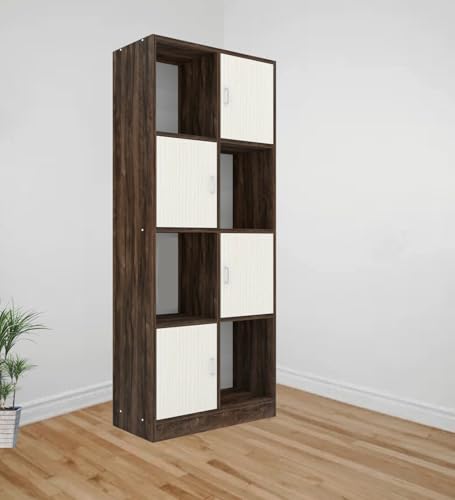 Image of SPECIALITY PANELS 8 Shelf Kitchen Cabinet | Multipurpose Wooden Storage Cupboard with Doors | Semi Open Pantry Organizer | Tall Space Saving Storage Unit for Kitchen Living Room Home | Display Rack