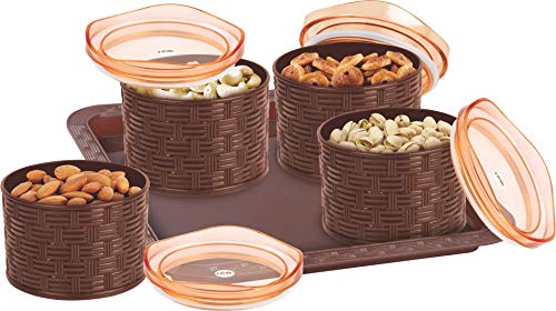 Porpoise Dry Fruit Serving Tray Box Set with Lid, 4 Piece, 500 ml each (Ks-4-Brown)