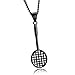 PURROMM Collar de la Raqueta de bádminton, joyería Adolescente Regalos Deportes Fitness Cadena Punk Titanium Acero Mini Colgante cumpleaños día de San valentín joyería del día del Padre,Black