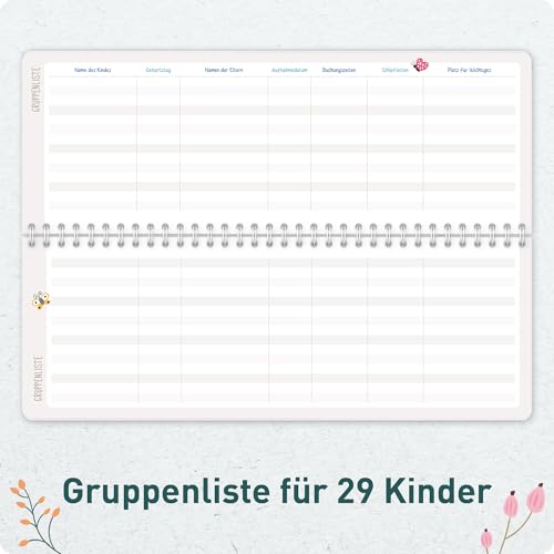 Häfft® Tischkalender Erzieher & Erzieherinnen 2026/2027 „Wild Flower“ – Kita-Planer 13 Monate (Aug 26–Aug 27) – Wochenkalender für Kindergarten & Kita – Querformat, Ringbindung