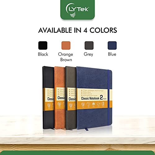 Lytek Faux Leather Lined Journal Notebooks With 120 Gsm, Hardcover Executive Notebook, 5.25 X 8.25 Inches For Writing - Date Mark, Inner Pocket, Ribbon Mark & Elastic Closure (Black, Pack Of 2) #TOP7