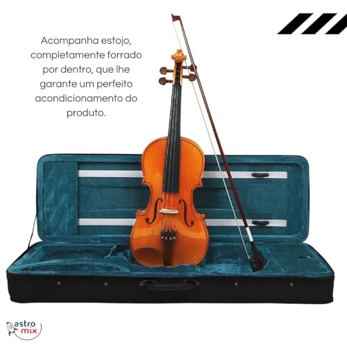 Kit Violino 4/4 Todo Madeira Estante Espaleira Afinador Breu