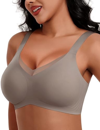 HORISUN Damen Ohne Bügel BH, Komfort Nahtloser Push Up Bralette Mit Starker Halt Mesh Spitzen Bustier Für Große Brüste Bügeloser BHS