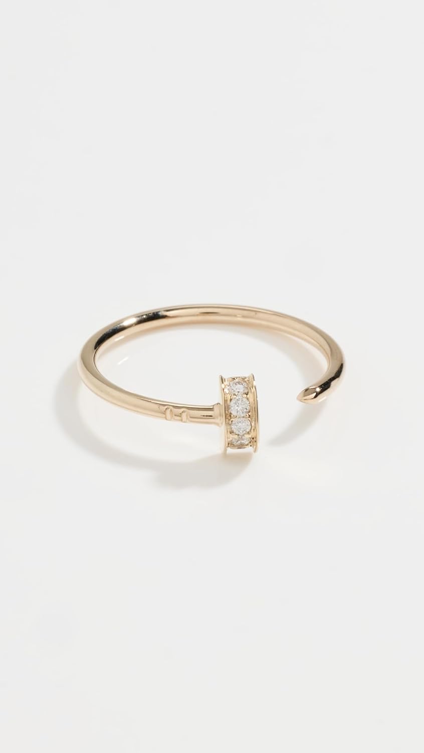 Zoe Chicco Women's 14k Gold with Pave Nail Open Ring - Image 2