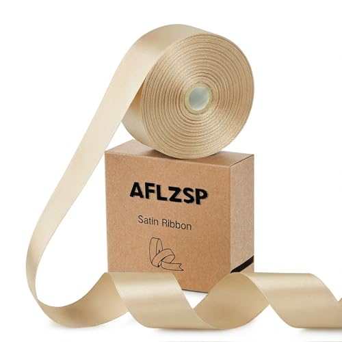 AFLZSP Ribbon for Gift Wrapping Champagne Satin Roll for Bows & Eternal Flower Making Fathers Day Decoration 1-1/2 Inch x 50 Yds.