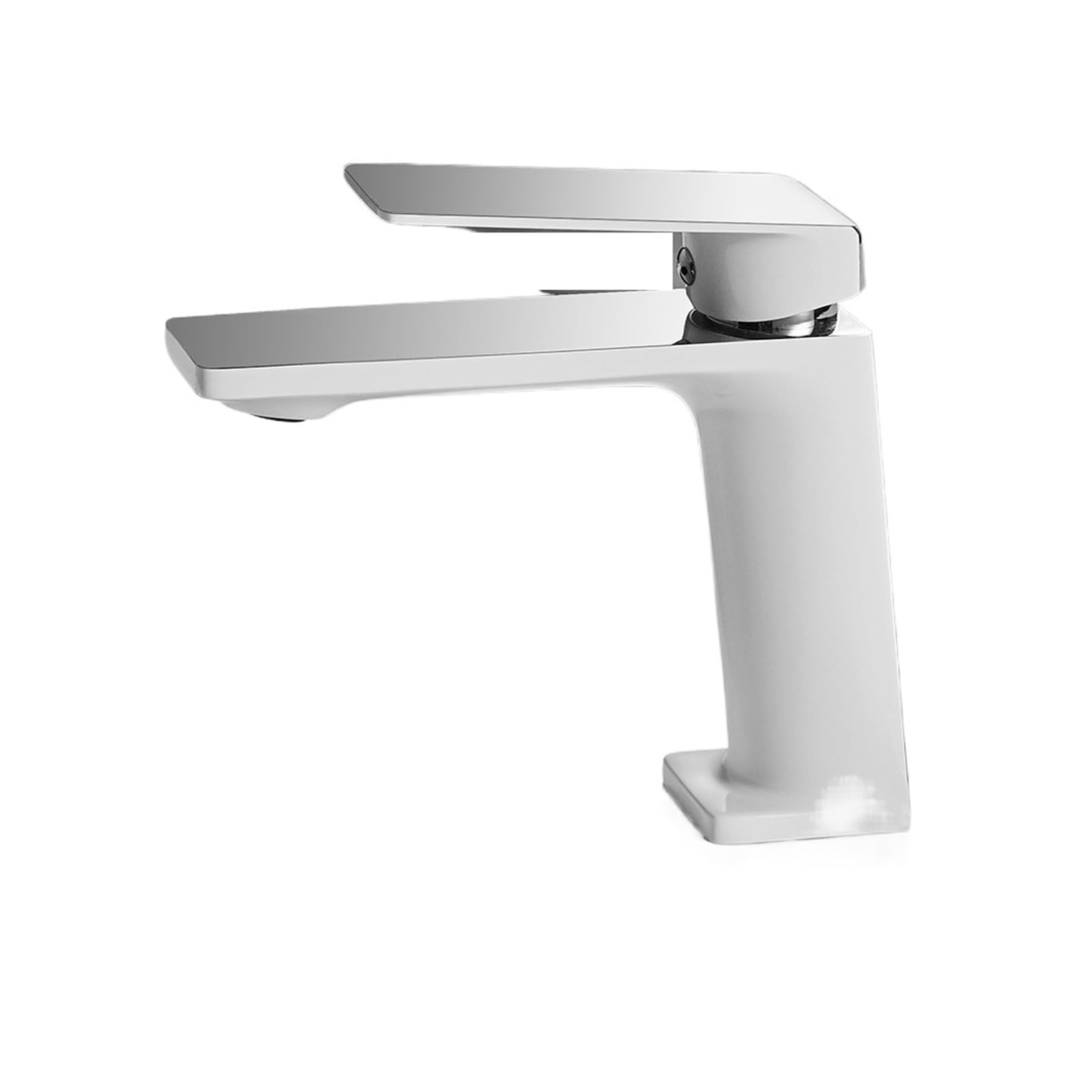 CVFRDD G3/8 Basin Faucet Brushed Nickel Bathroom Sink Faucet, Single Handle Hole Faucet Basin Taps Hot Cold Mixer Tap(White and Chrome)