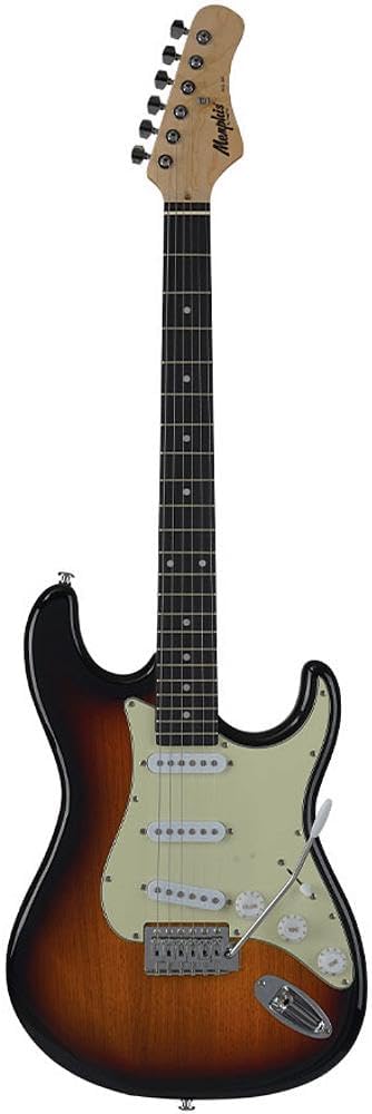 Guitarra elétrica Sunburst MG-30 Memphis vista inteira, com corpo em acabamento sunburst, captadores single coil brancos e braço escuro