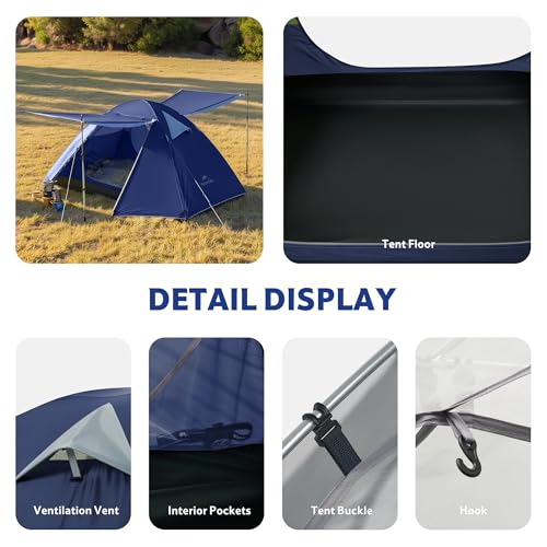Image of Naturehike Bleik-B 2 Person 3 Person Tent, Lightweight Backpacking Tents for Camping, Double Layer Waterproof Camping Tent