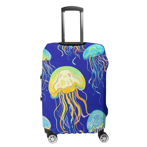 Jellyfish Elastic Luggage Cover Suitcase Protector for 19-32 Inch Suitcases | Universal Stretchable Travel Bag Cover | Anti-Scratch, Washable with Zipper Closure S4