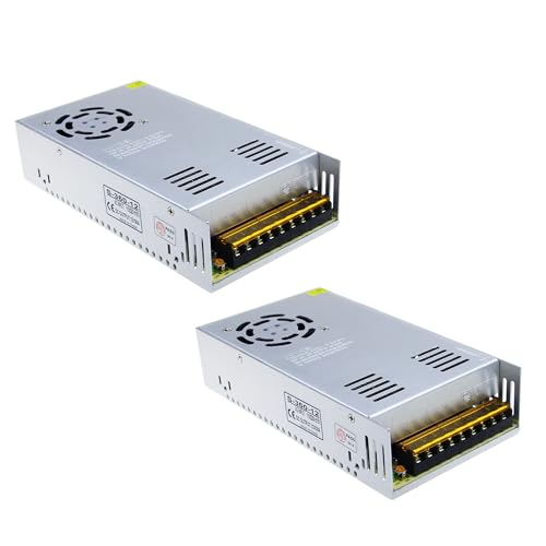 ALITOVE AC 110V/220V to DC 12V 30A 360W Universal Regulated Switching Power Supply Transformer Adapter LED Driver for LED Strip, CCTV Camera System, Radio (2 Pack)