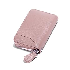 Womens Credit Card Holder Small RFID Blocking Ladies Wallet with Stainless Steel Zipper Excellent Genuine Leather…
