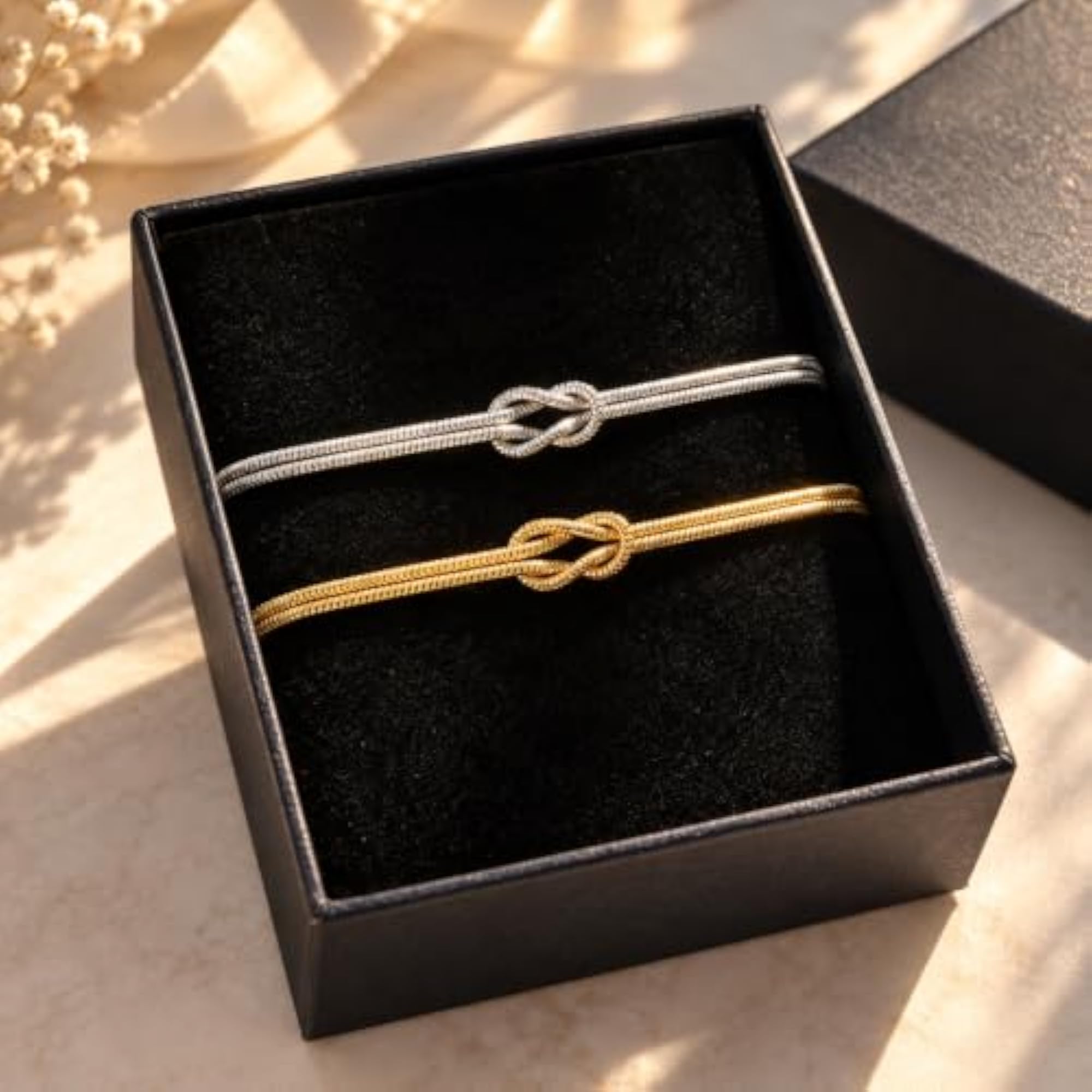 Love Knot Bracelet Set of 2, Adjustable Couple Jewelry