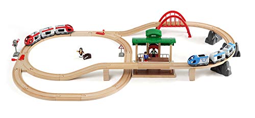 BRIO World 33512 Großes Bahn Reisezug Set – Eisenbahn mit Bahnhof, Schienen und Figuren & Bahn Bauernhof Set… – Bild 4